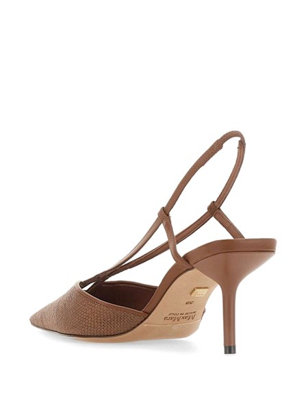 MAX MARA - Raffia-effect canvas slingbacks 