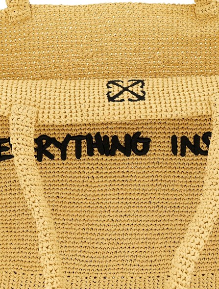 OFF-WHITE - Braided raffia beach bag 