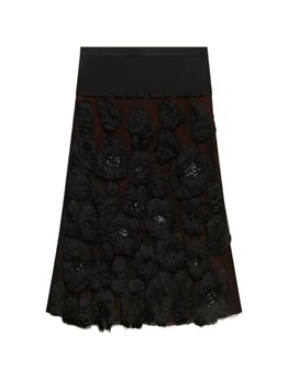 MARNI - Gonna in georgette con motivo sfrangiato
