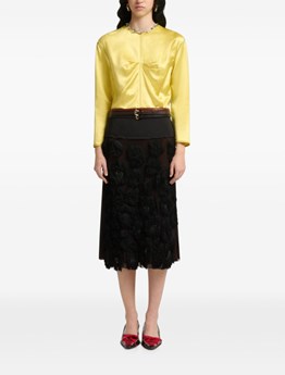 MARNI - Gonna in georgette con motivo sfrangiato