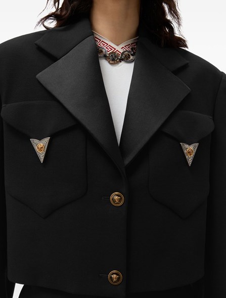 VERSACE - Wool cropped blazer