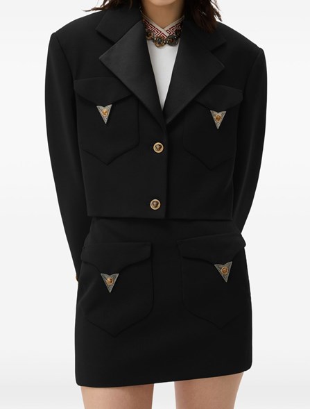 VERSACE - Wool cropped blazer