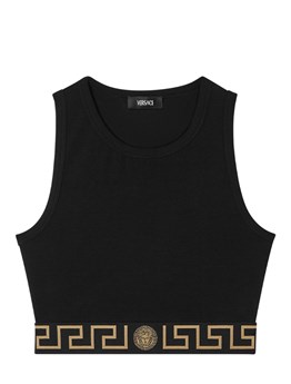 VERSACE - Top corto in jersey di cotone