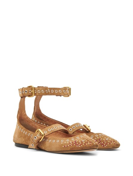 ISABEL MARANT - スタッズ付きスエードバレリーナ