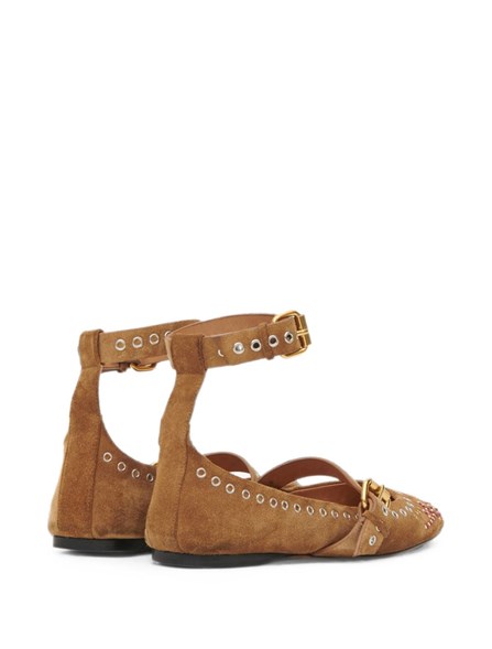 ISABEL MARANT - スタッズ付きスエードバレリーナ