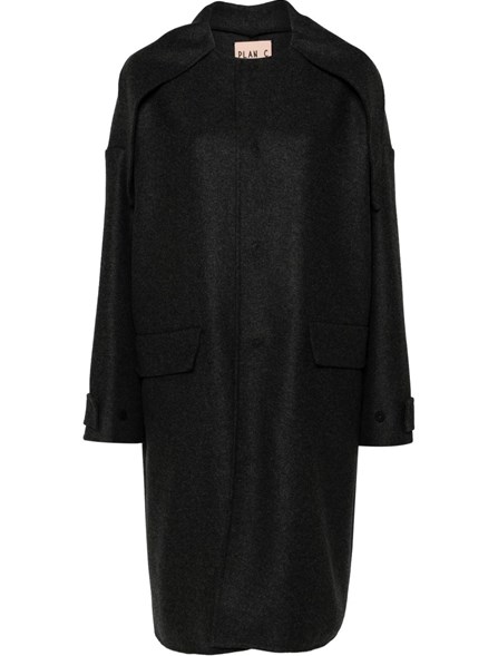 PLAN C - MELANGE WOOL DOUBLE COAT