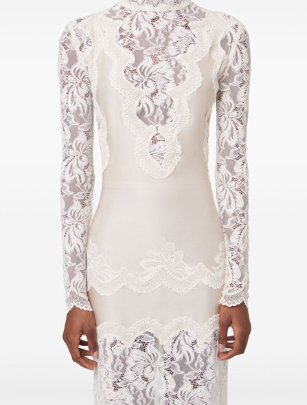 RABANNE - stretch jersey and lace dress